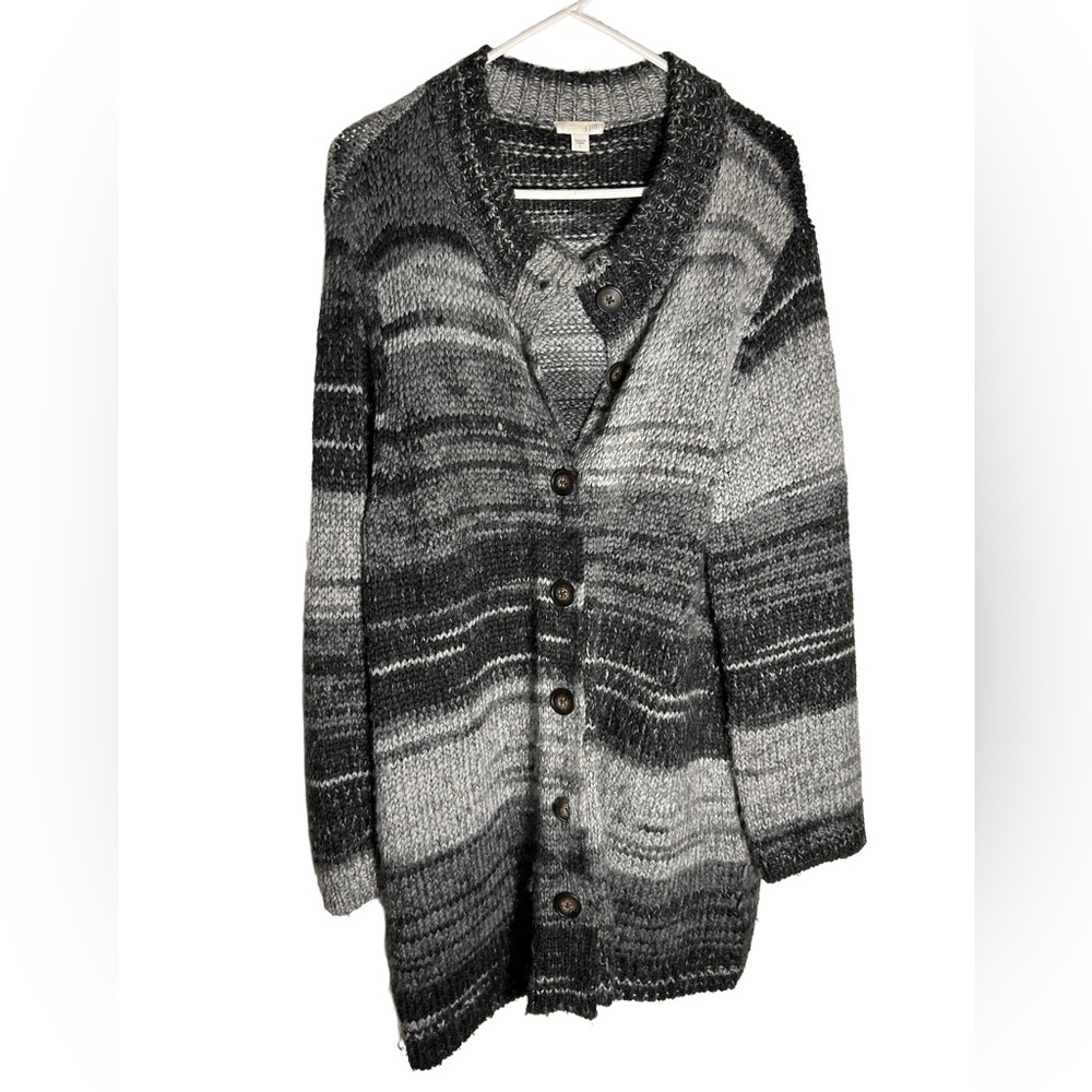 J. Jill Gray Striped Heavy‎ Cardigan